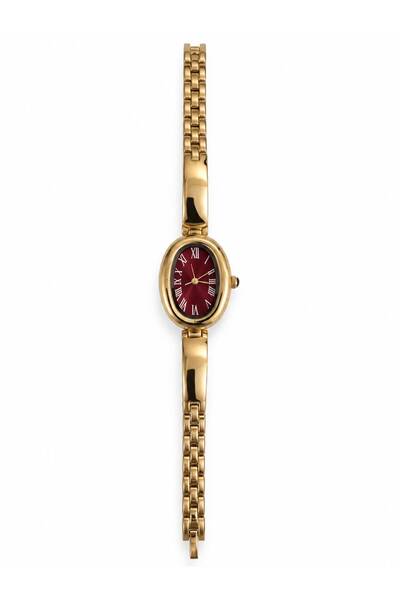 Eylemboutique Women's Oval Dial Stone Detailed Elegant Wristwatch – Gold & Si...