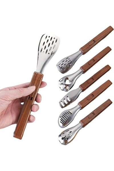 KASTWAVE 5 Pack Kitchen Tongs Set, Stainless Steel Cooking Tongs with Anti Sl...