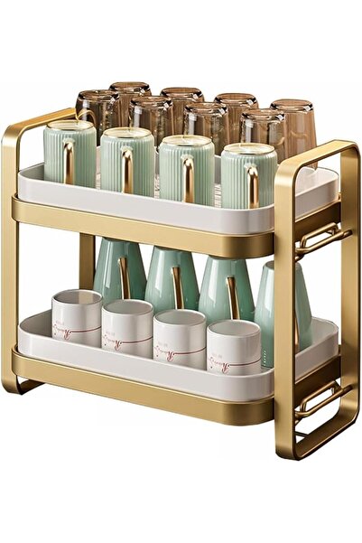 GENERAL Cup Drying Rack Stand 2 Tier Organizer Countertop Station Shelf Steel...