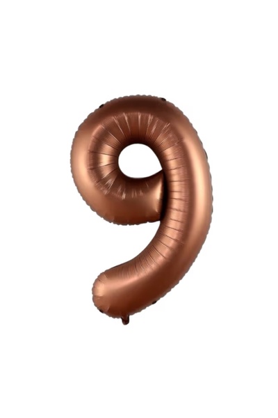 Folyo Balon 9 Rakamı Helyum Balon 100cm ÇİKOLATA Renk - 9 Yaş Balonu - Doğum Günü Süsü