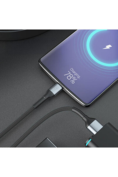 3MK Καλώδιο USB 2.0 σε micro USB, πλεγμένο, με LED, 1μ.