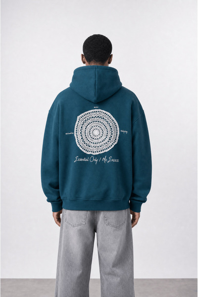 Respire Men's Essentials Embroidered Oversize Hoodie Emerald
