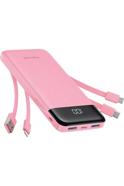 Charmast W1148 Power Bank 10000mAh με 2 θύρες εξόδου USB-A και 1 θύρα USB-C Ροζ