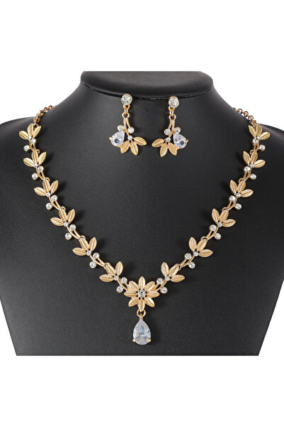 asc.home Fashion Gold detay kolye küpe seti.