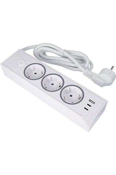 OEM Πολύπριζο 3 πριζών με 1 USB-A, 2 USB-C και καλώδιο 1,5μ.