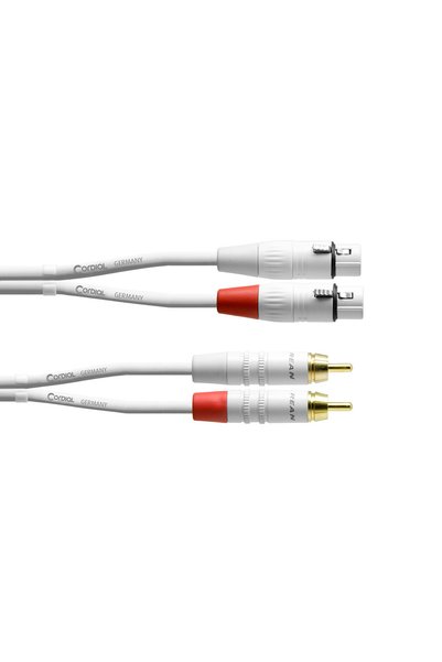 Cordial CFU 3 FC Snow - Καλώδιο 2 x RCA - 2 x XLR Θηλυκό 3 μέτρα