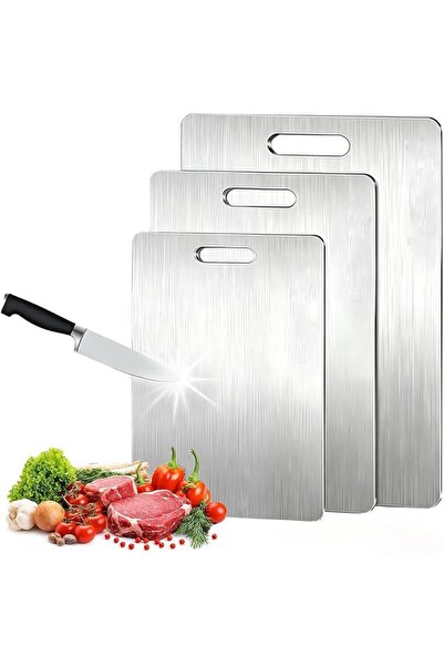 GENERAL Cutting Board Set 3Pcs Stainless Steel Double-Sided Chopping Boards