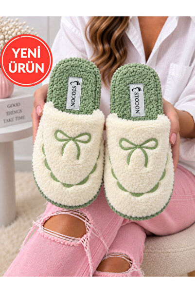 STOCON Women's Plush House Slippers Ribbon Embroidery Closed Toe House Slippe...