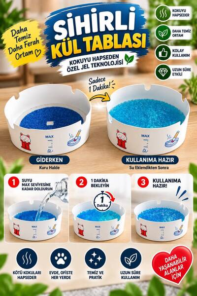 VENON 1 Box | |   25 Pieces | |   Gel Ashtray Magic Ashtray Odorless Practical Ash Tray Water Activated Odor Capturing No Spill Ashtray Home Office Balcony Travel Use Disposable Ash Container Practical Clean