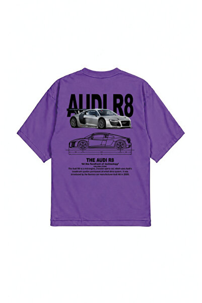 genosha Tricou supradimensionat cu imprimeu R8 Sport Car, design față-spate