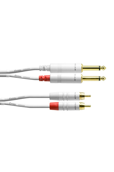 Cordial CFU 0.9 PC Snow - Καλώδιο 2 x RCA - 2 x Jack Mono 6.3 mm 0.9 μέτρα