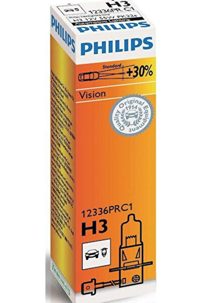Philips Λάμπες Αυτοκινήτου Standard Vision H3 Αλογόνου 3200K Θερμό Λευκό 12V ...