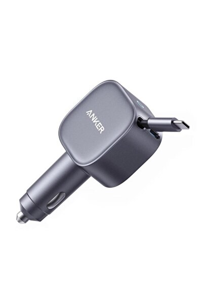 Anker Nano 75W Araç Şarjı ( Dahili USB-C Kablolu ) - Gri