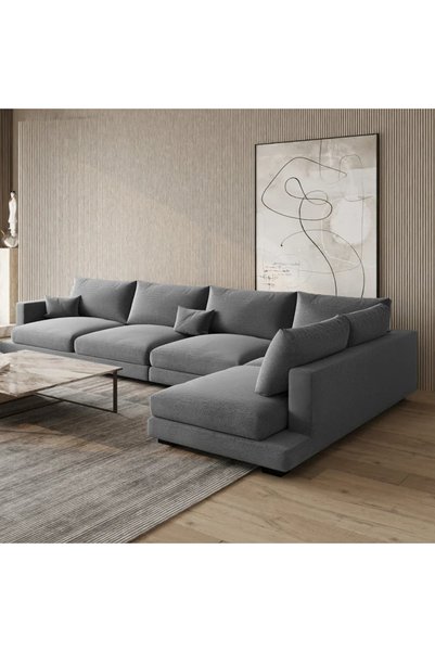 BSB Corner Sofa Linen and Swedish Wood from - 320X200X90 cm