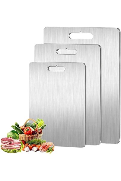 GENERAL 3-PCS Stainless Steel Cutting Board Set Heavy Duty Metal Chopping Boa...
