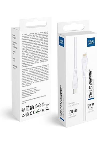 Blue Star Καλώδιο USB-C σε Lightning 27W Λευκό 1μ