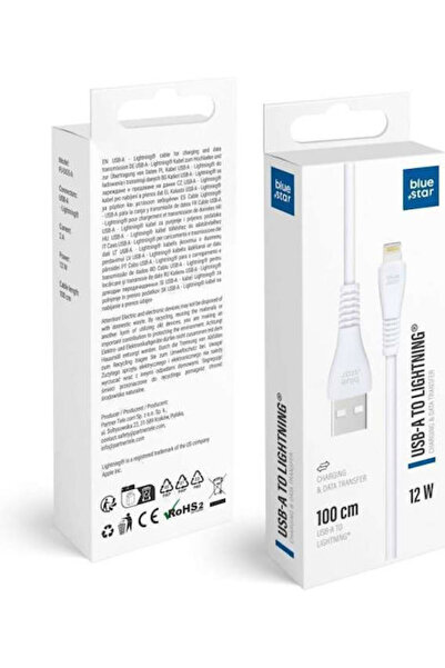 Blue Star Καλώδιο USB-A σε Lightning 12W Λευκό 1μ