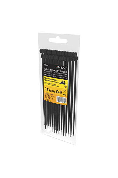 Entac Δεματικό καλωδίων 2.5mm X 150mm Μαύρο - Πλαστικά δεματικά καλωδίων 50 τ...