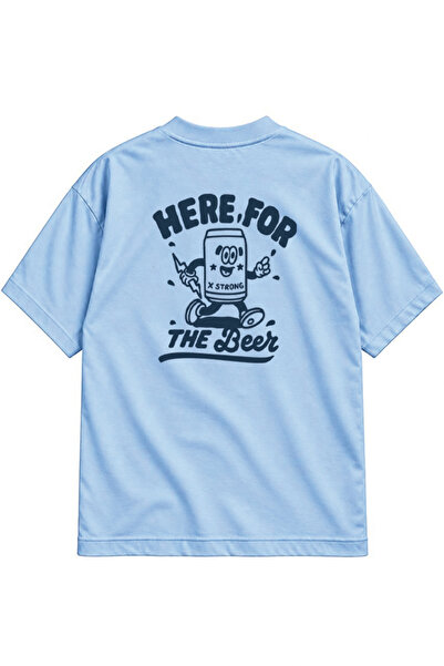 genosha Here for the Beer Printed Oversize T-Shirt Front and Back Design