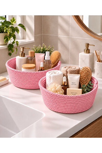 EGE ÖRGÜM Set of 2 Decorative Woven Baskets – Bathroom, Kitchen, and Home Int...