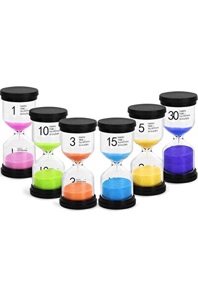 Yelajoy 6-Pack Colorful Sand Timers, Hourglass Sandglass with 1/3/5/10/15/30 ...