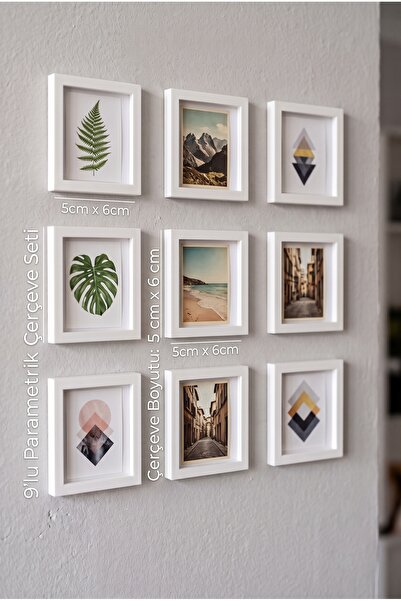 Siyah Fotoğraf Çerçeve Seti [9-Adet] - 5x6 cm Kaydırmalı Mini Fotoğraf Çerçevesi Duvar Dekoru