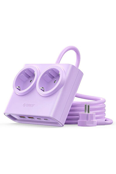Orico PDC25 Πολύπριζο 2 Υποδοχές με 2 USB-A, 2 USB-C και Καλώδιο 1.6μ Μωβ