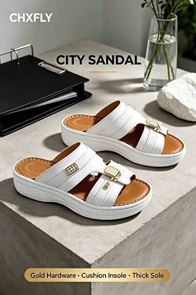 Alnoor Global Store Stylish Leather Moccasins with Refined Metal Accent - All...