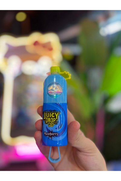 Juicy Drop Pop Raspberry Mavi Ahududu Aromalı Ekşi Jel Damlatmalı Lolipop