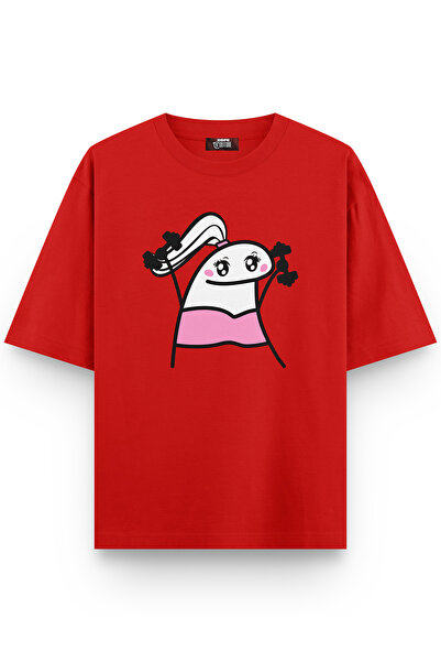 ROPE COUTURE Μπλουζάκι Dumbbell Girl με Μπροστινή Στάμπα Oversize Κόκκινο