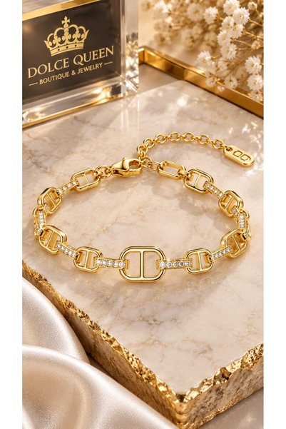 DOLCE QUEEN Xuping Geometric Stone Detailed Steel Women's Bracelet