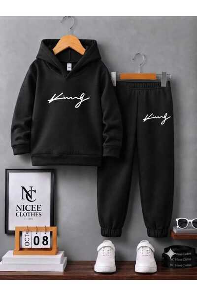 Leto Lykia Children's Tracksuit Set Unisex (White King Handwritten Winter Print)