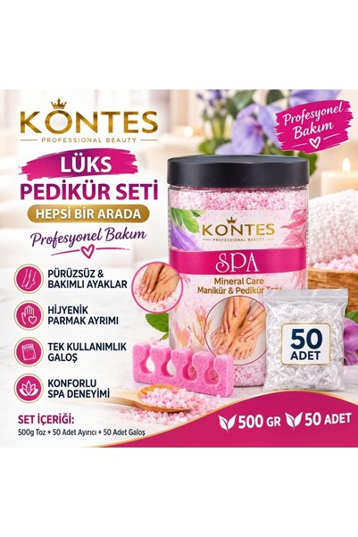 Kontes Lüks Pedikür Seti - 500 gr SPA Pedikür Tozu + 50 Adet Parmak Ayırıcı +...