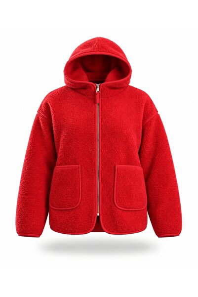 5in1Canpolat Red Hooded Fleece Jacket 23240