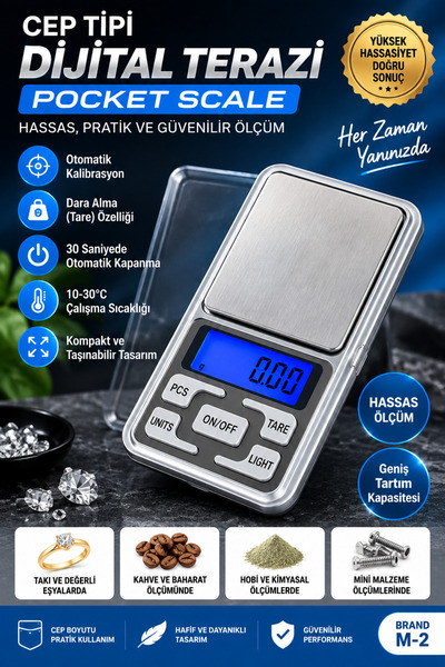 Genel Markalar M-2 Cep Tipi Dijital Hassas Terazi – Taşınabilir Mini Elektron...