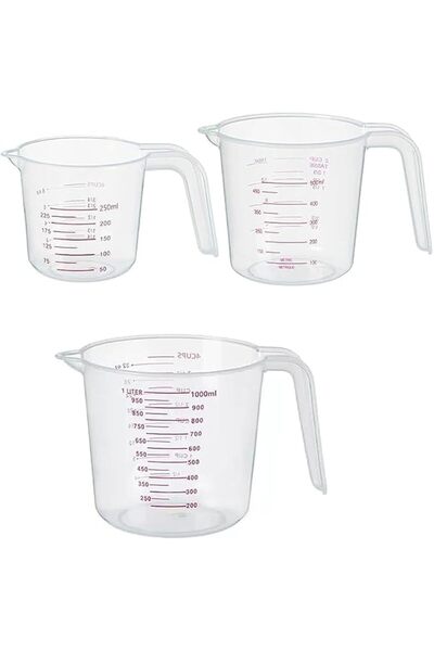 GENERAL 3 Pack Measuring Cup Set,250ML 500ML 1000ML Clear Measuring Cup for C...