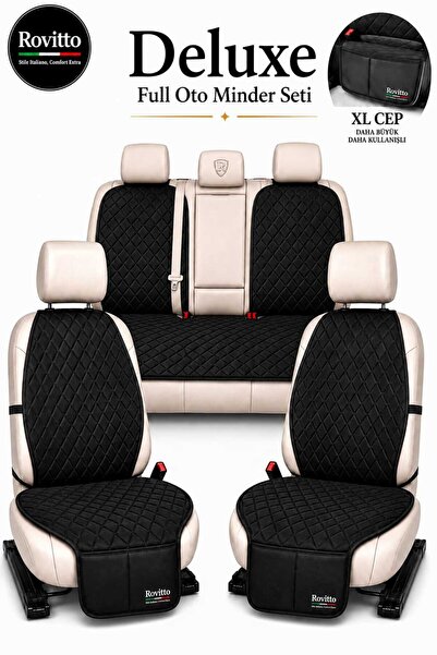 Rovitto Deluxe Oto Koltuk Minder Seti - FULL SET - XL Cep - Kolay Montaj - Ka...