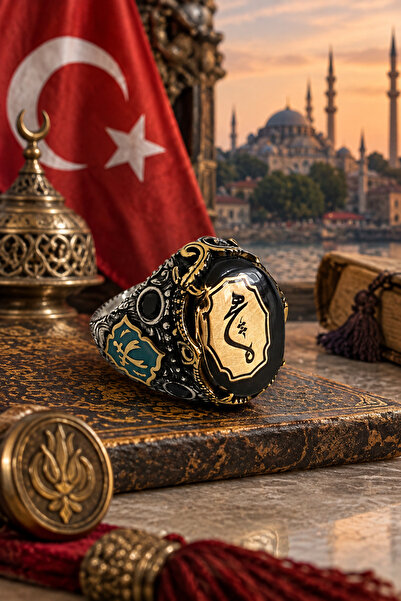 Siset Gümüş 925 Ayar Kehribar Taşlı Hiç Yazılı Erkek Gümüş Yüzük