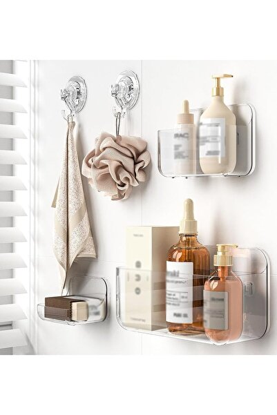 GENERAL Tazweeq Shower Shelves, 5 Pack Adhesive Clear Acrylic Bathroom Shower...