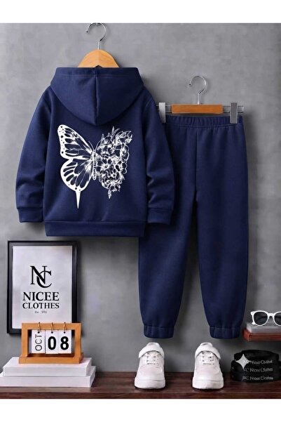 NC Nicee Clothes Children's Unisex Tracksuit Set (Large Butterfly Print on th...