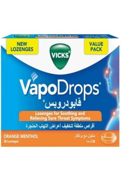 Vicks فيكس - فابودروبس اقراص ملطفة لتخفيف اعراض التهاب الحنجرة - بالبرتقال | ...