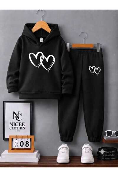 NC Nicee Clothes Children's Unisex Tracksuit (White with Heart Print Inside) ...