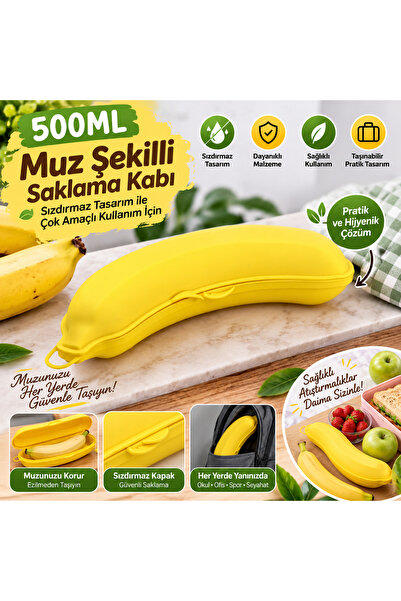 Tasarım Evi Muz Şekilli 500ml Saklama Kabı Beslenme Kabı Saklama Kutusu