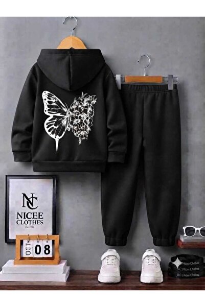 Leto Lykia Children's Tracksuit Set Unisex (Large Butterfly Winter Print on t...