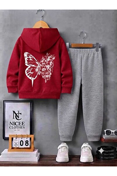 NC Nicee Clothes Children's Unisex Tracksuit Set (Large Butterfly Print on th...