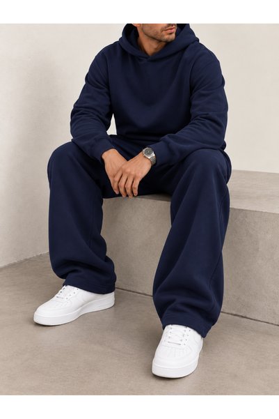 COMANCHERO Men's Unprinted Oversize 3 Thread Sweatshirt and Baggy Sweatpants Set