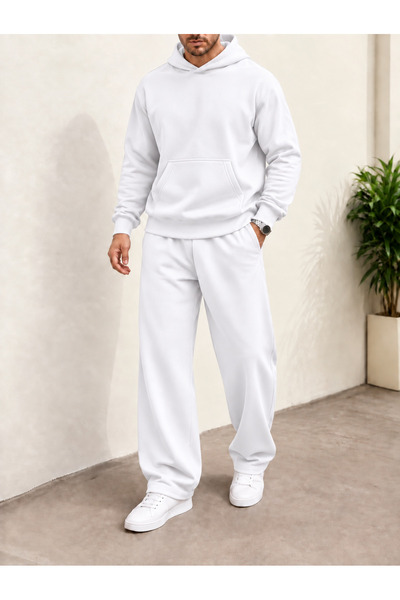 COMANCHERO Men's Unprinted Oversize 3 Thread Sweatshirt and Baggy Sweatpants Set