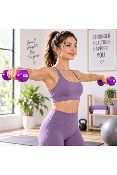 Generic 1KG Hex Dumbbell Pair – Vinyl Coated Hand Weights for Home Gym, Strength Training, Fitness, Aerobics & Workout – Purple