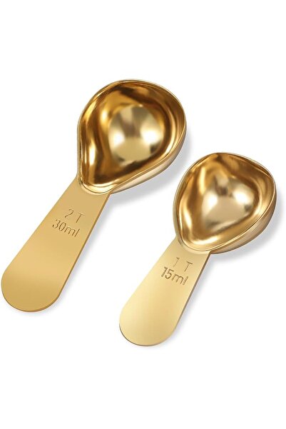 ASKIND Stainless Steel Coffee Spoons Set, 1 Gold Measuring Spoons (15 Ml) and...