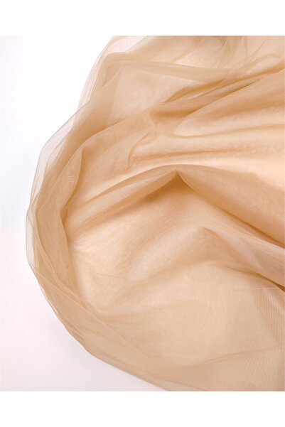 Kumaş Parça Milky Brown Salmon Thin Non-Stretch Dreamy Tulle Fabric for Dress...